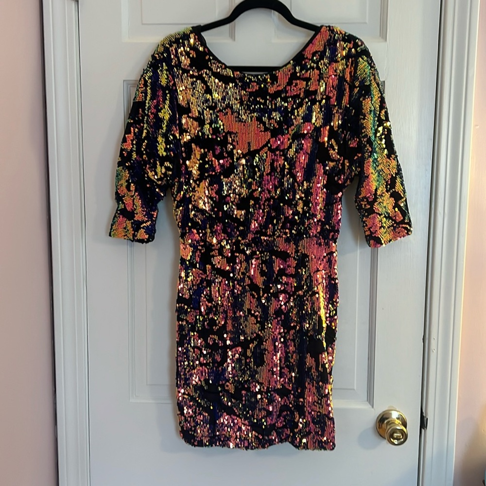 Sequin and velvet mini dress
